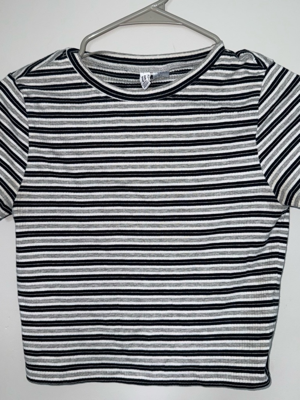 Teens Black & White Striped Short Sleeve Top